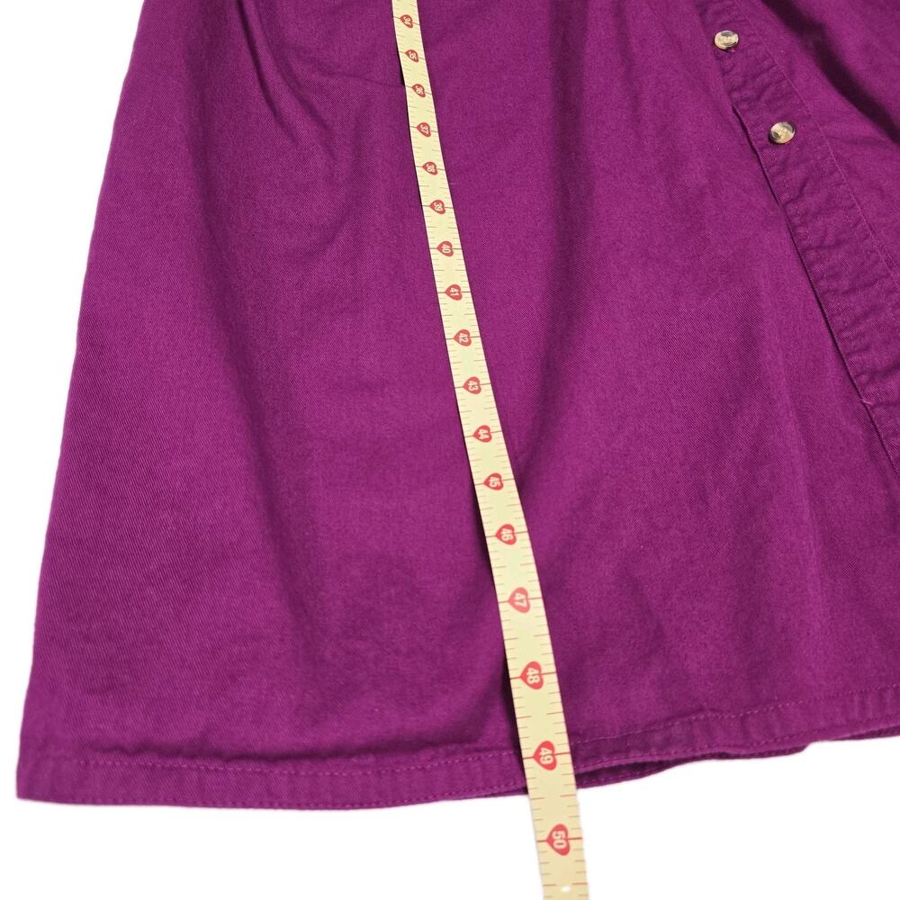Vtg 80s Forenza Cotton Midi Shirtdress 16 Magenta Berry Purple Prairie Dress - Picture 7 of 7